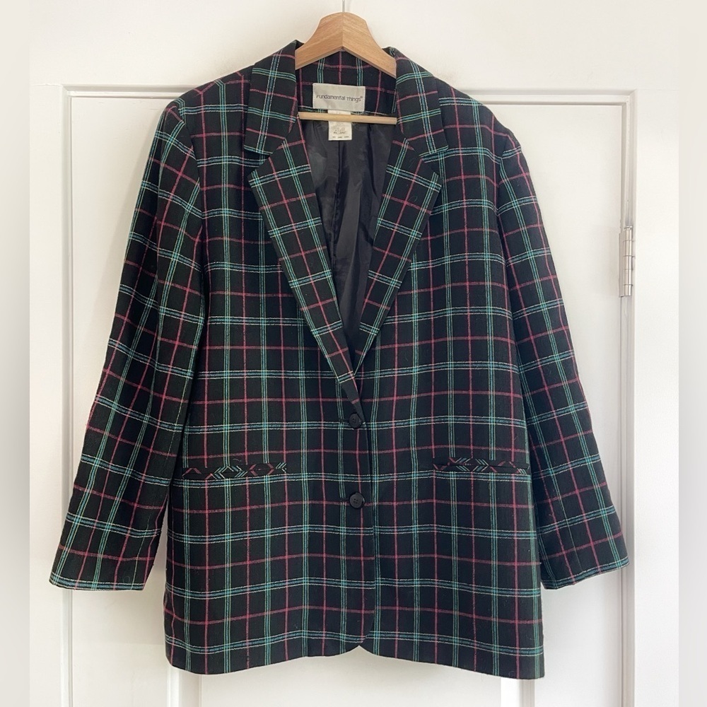 Fun Vintage 80s Era Fundamental Things Oversized Windowpane Blazer - 14